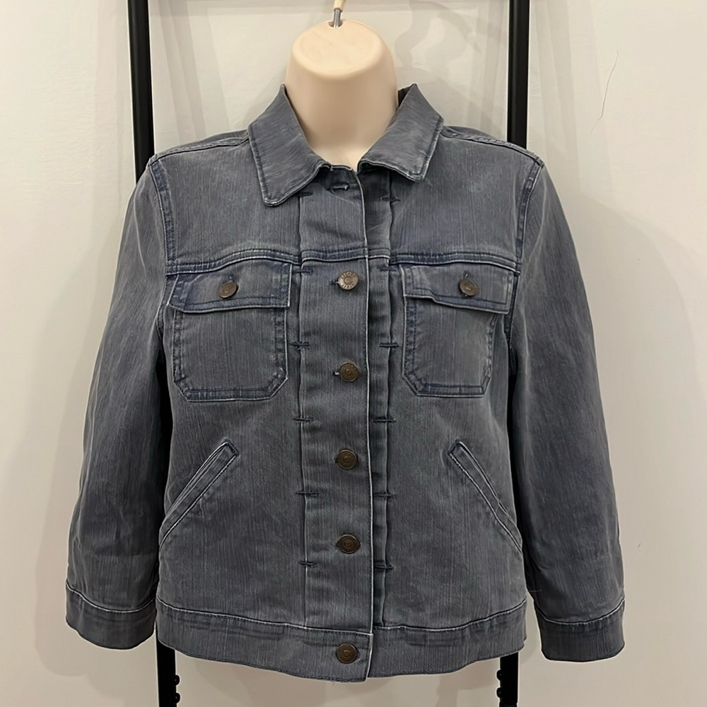 Escada Sport Denim Jean Gray Blue Button Jacket Women Size S